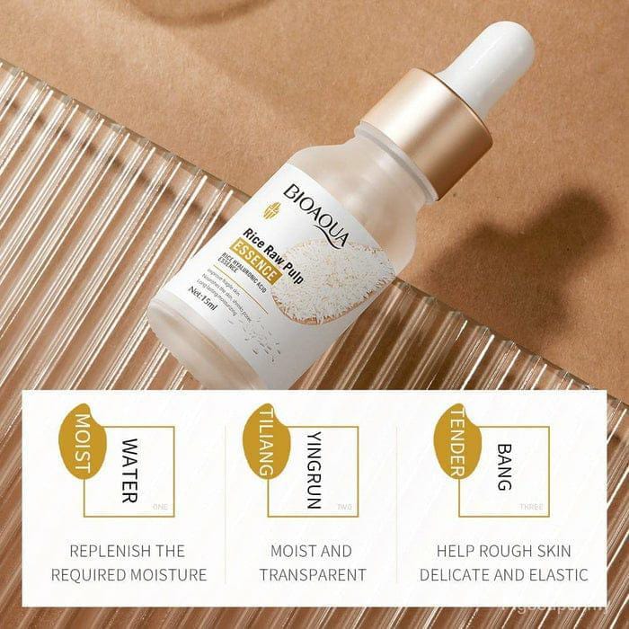 BIOAQUA Rice Raw Pulp Essence 15ml | Rice Hyaluronic Acid Hydrating Face Serum