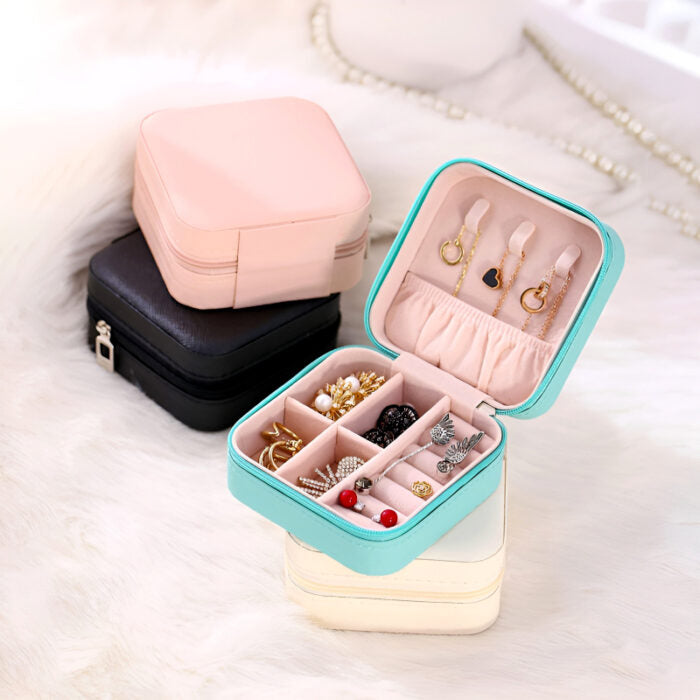 Portable Jewelry Storage Box & Rotating Jewelry Organizer | Travel & Home Use