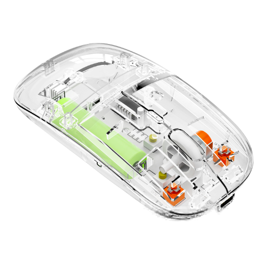 Transparent Dual Mode Wireless Mouse – Bluetooth 5.2 & 2.4G Rechargeable Silent Mouse