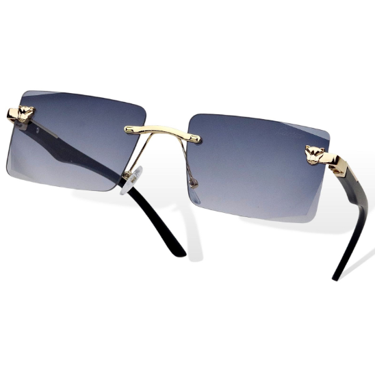 Luxury Rimless Gradient Sunglasses – Gold Frame & Blue Lens