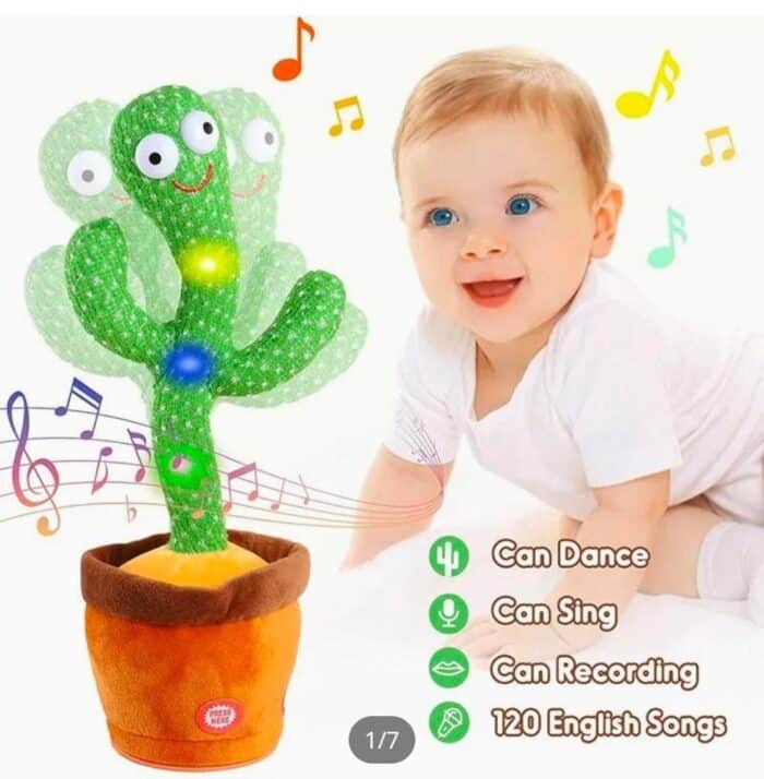 Dancing Cactus Toy – Singing, Recording & Light-Up Cactus Plush for Kids (120 Songs)